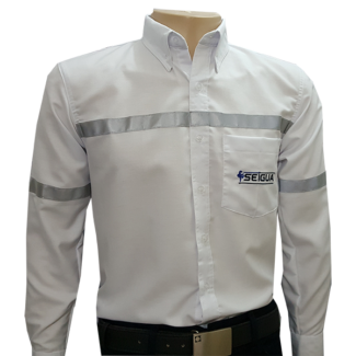 camisas-seguridad-industrial-blanca-con-reflectivo-gris-3M-manga-larga - Uniformes WOODS en Guatemala